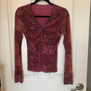 Elegant Pink Long Sleeve Women's Top